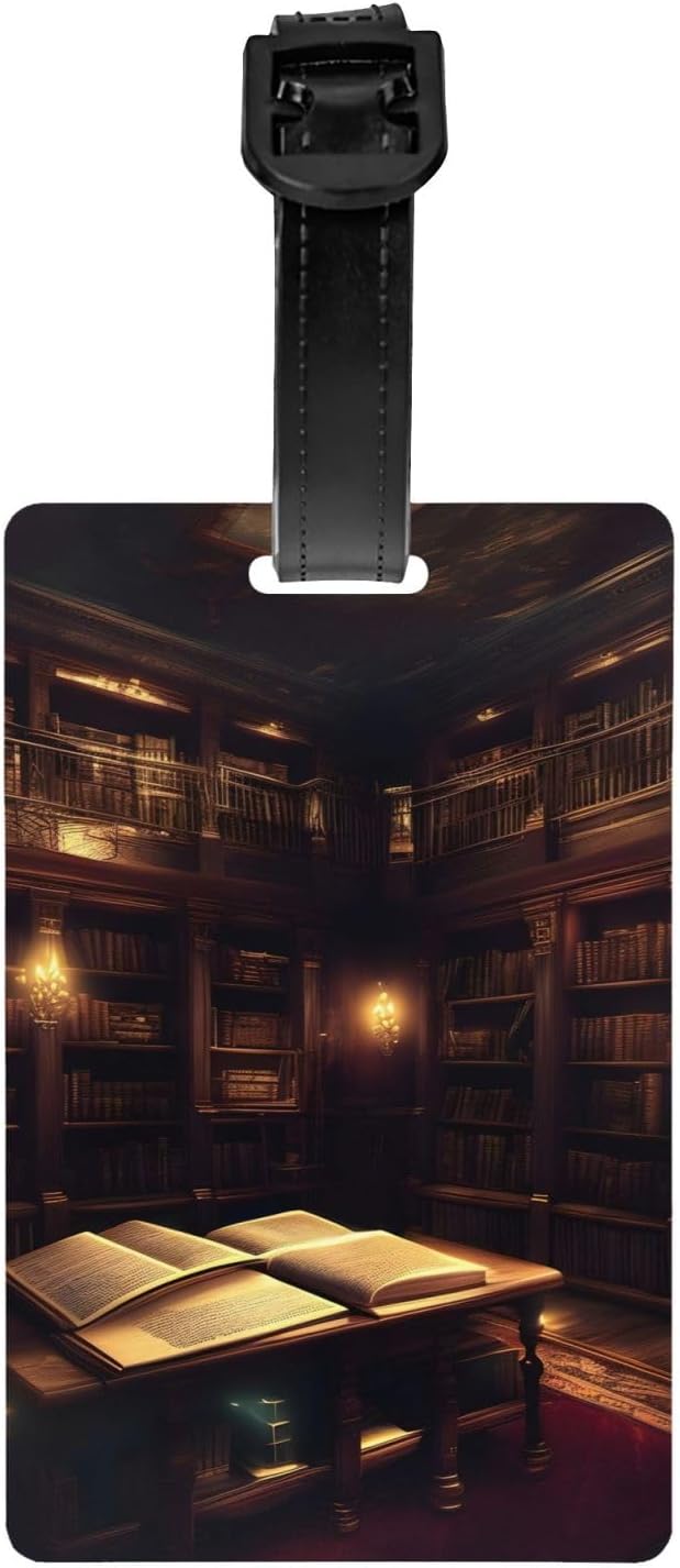 Book Room Mysterious Library Print Luggage Tags Suitcase,Baggage Tags,Address Card Name Id Identifier Labels Card Travel