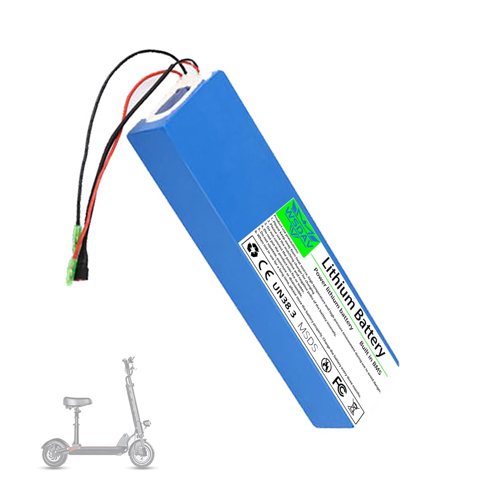 WSDAV Electric Scooter Battery 36V 48V Ebike Battery 6Ah 8Ah 10Ah Rechargeable Lithium Batteries Built-in BMS Protection Board,36V10Ah