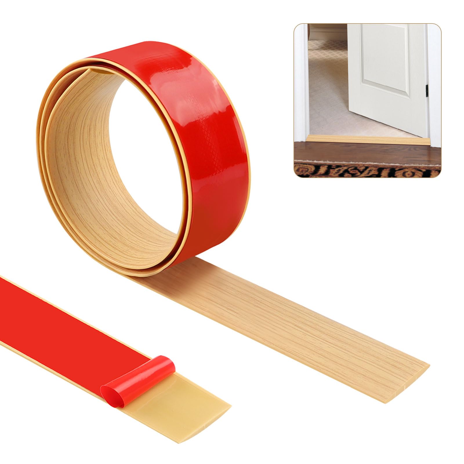 100cm×4cm Threshold Strip,Carpet Door Trim Stripstrips, Floor Transition Strips, Self Adhesive Floor Door Divider Strip, Flat Laminate Profile Flooring Edge Trim Strip(Oak Grain)