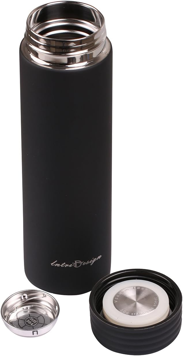 IntriDesign 16 Oz Vacuum Cup Beverage Bottle, Stainless Steel Insulation Cup, Keep Coffee Hot and Fresh for Hours (Black)