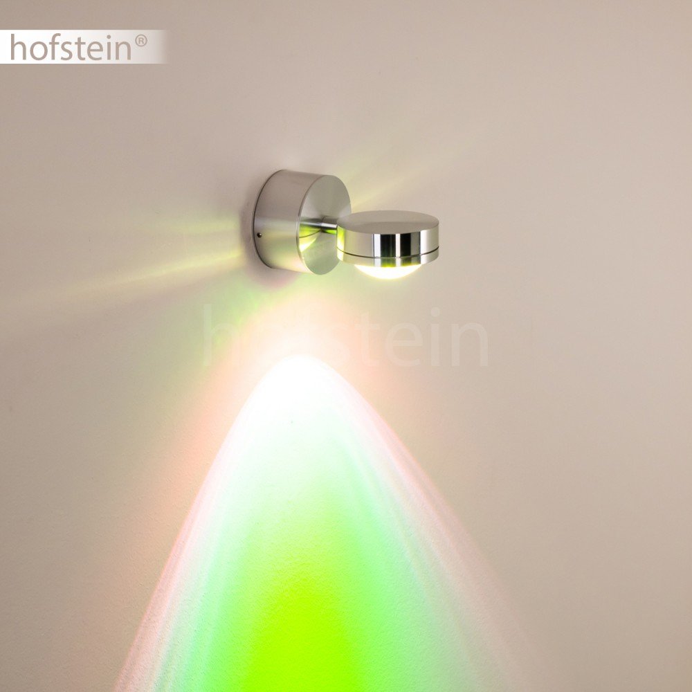 HOFSTEIN LED Wandlampe Harare, Wandleuchte in Chromfarben mit grünem Farbfilter, Wandstrahler mit Lichteffekt, 1-flammig, 3 Watt, 300 Lumen, 3000 Kelvin, Wohnzimmer, Esszimmer, Schlafzimmer, Flur