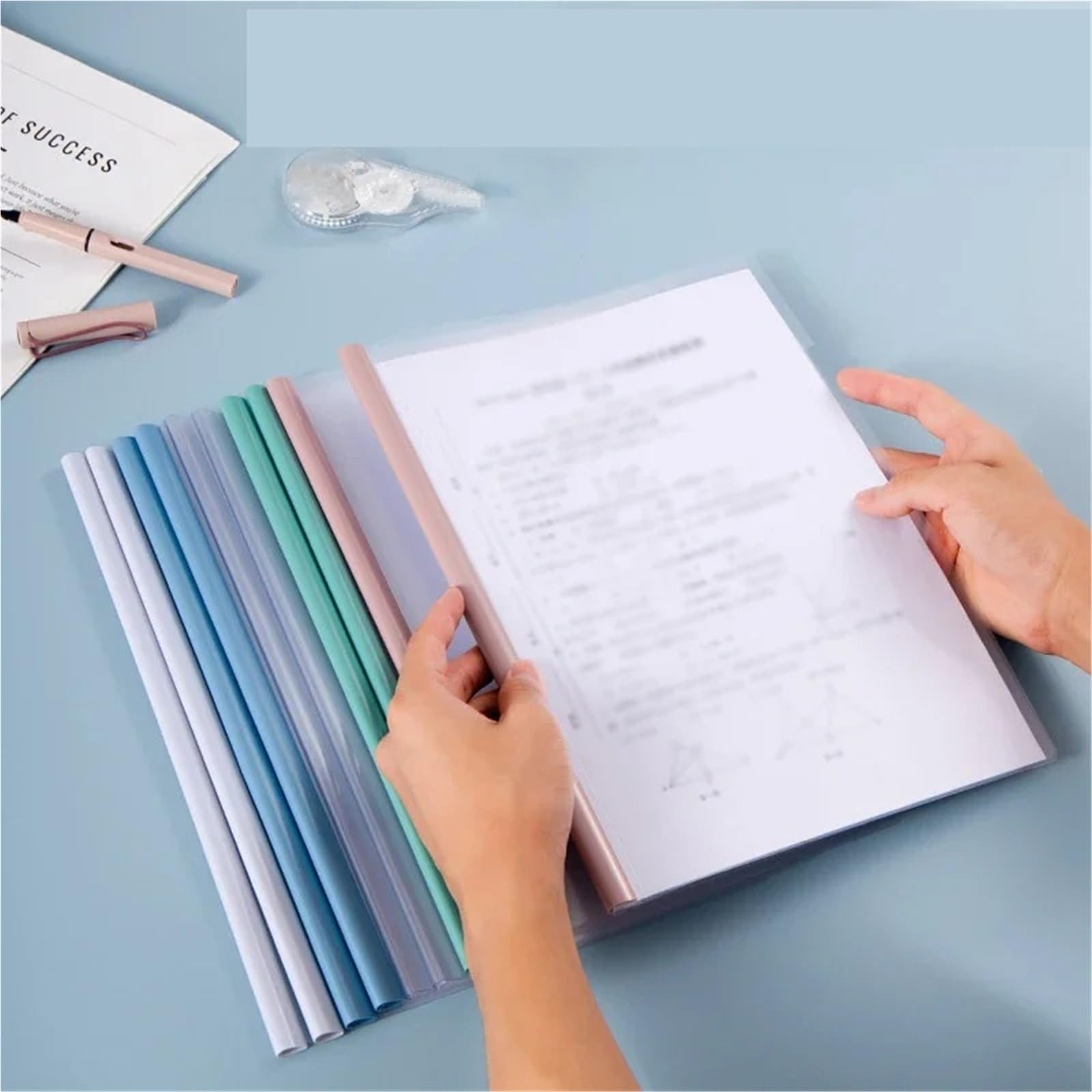 Przezroczysty folder z tworzywa sztucznego, Przezroczysta teczka PP A4 wielokolorowa. Torba do przechowywania dokumentów 30szt. Biuro(Purple)