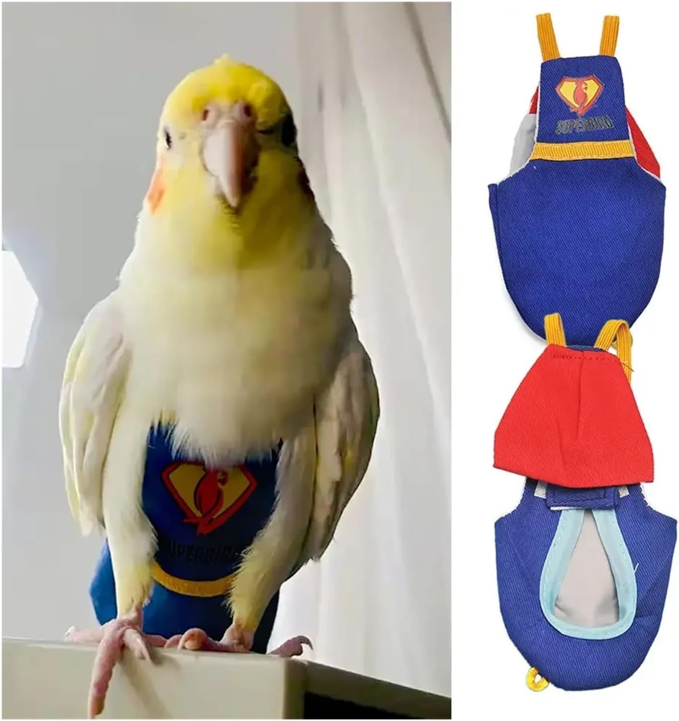 Bird Diaper, Parrot Diaper Cute Bird Physiological Cockatiel Pigeons Pet Birds Flight Suit Clothes Nappy Washable(S (for Budgie))
