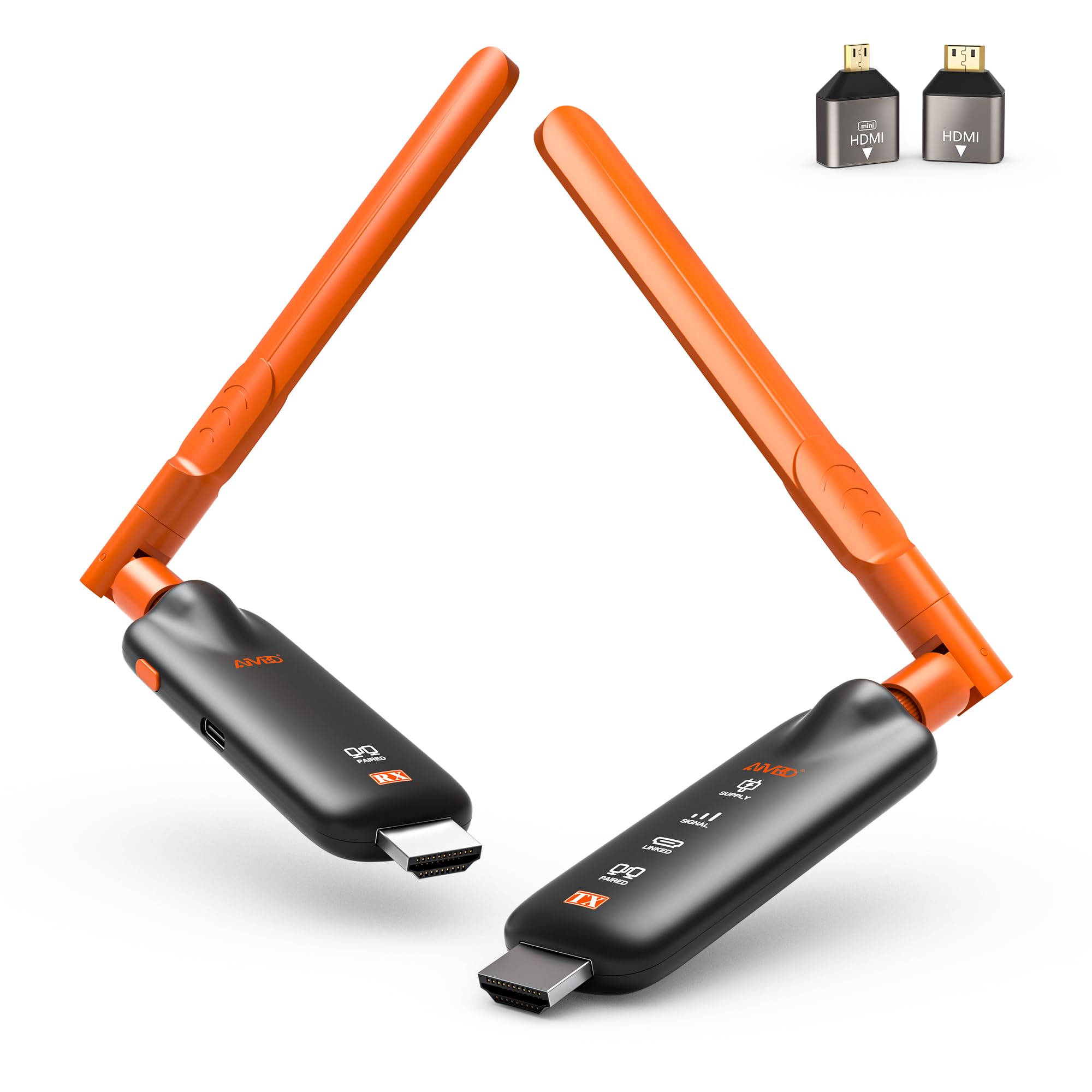 AIMIBO [2026] Trasmettitore HDMI Wireless Decodifica 4K vers 1080P@60Hz, Supporta 6 RX, Antenne 5dBi Stato del LED, HDMI Senza Fili 50m, Plug & Play da Laptop/PC a TV e Proiettore, Bassa Latenza