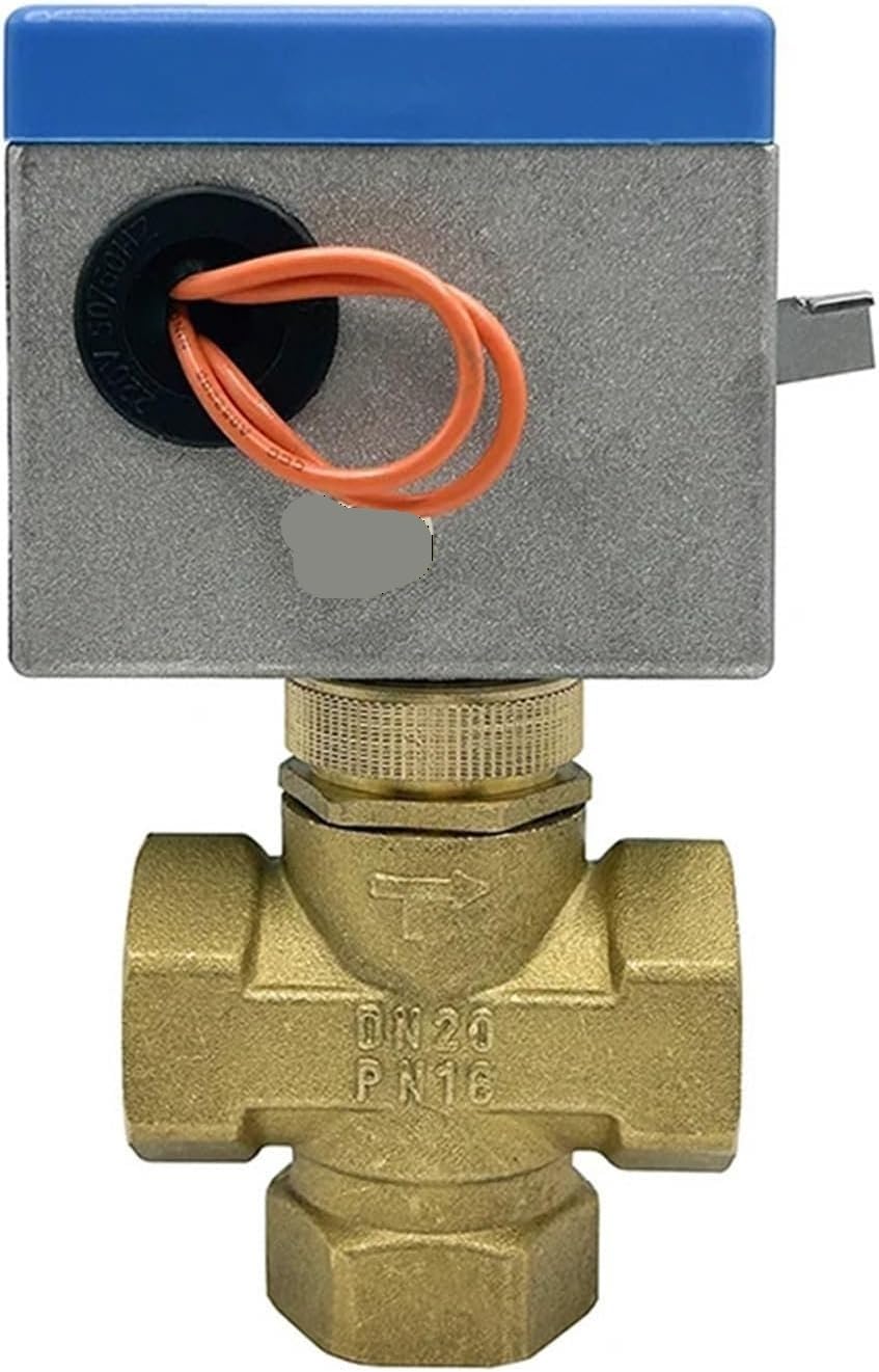 3-drogowy mosiężny zawór kulowy z napędem silnikowym AC220V | Elektryczny zawór odcinający do kondycjonowania gazu w klimakonwektorze(1inch)