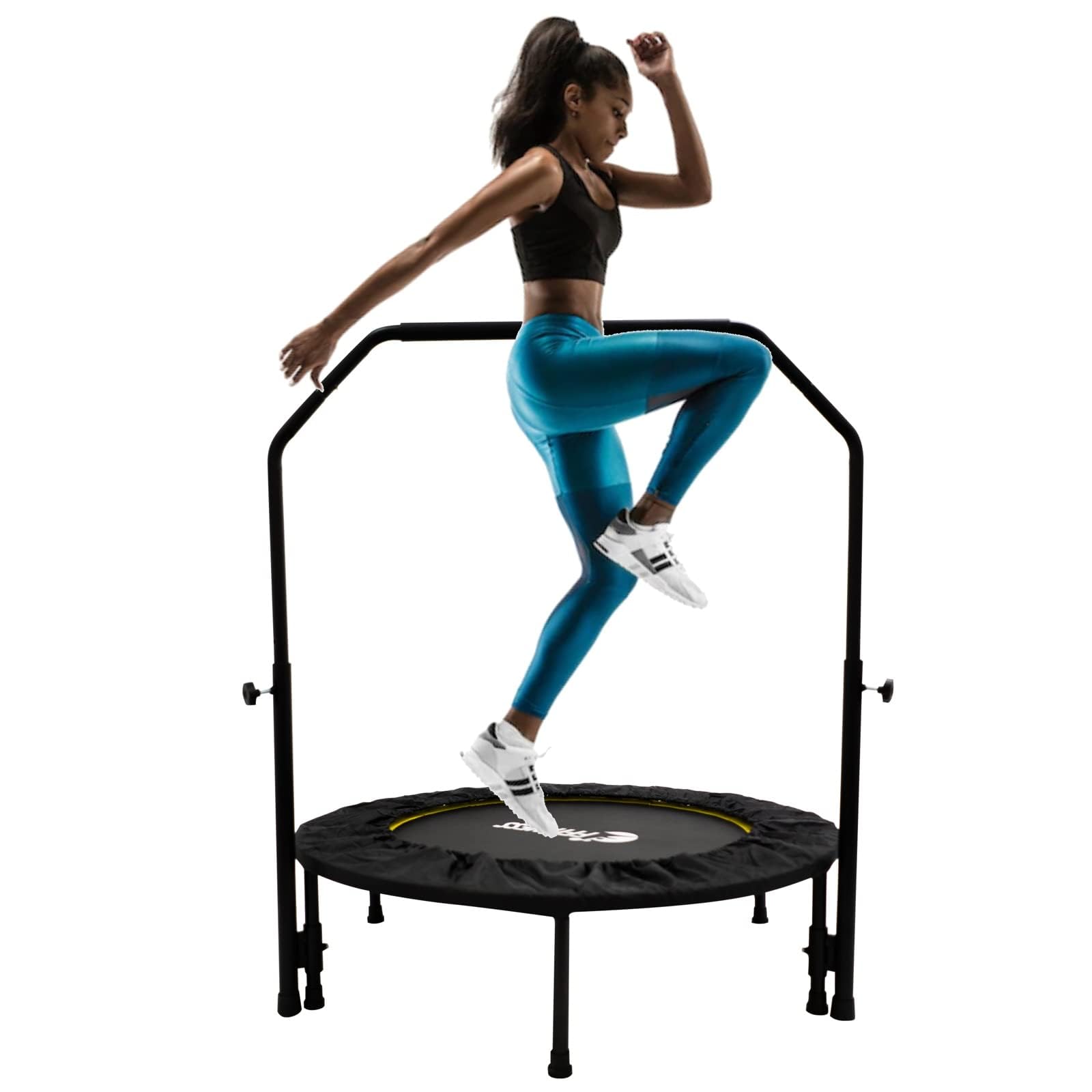 40-calowa składana elastyczna trampolina trampolina kryty ogród aerobik fitness z regulowaną poręczą do wnętrz