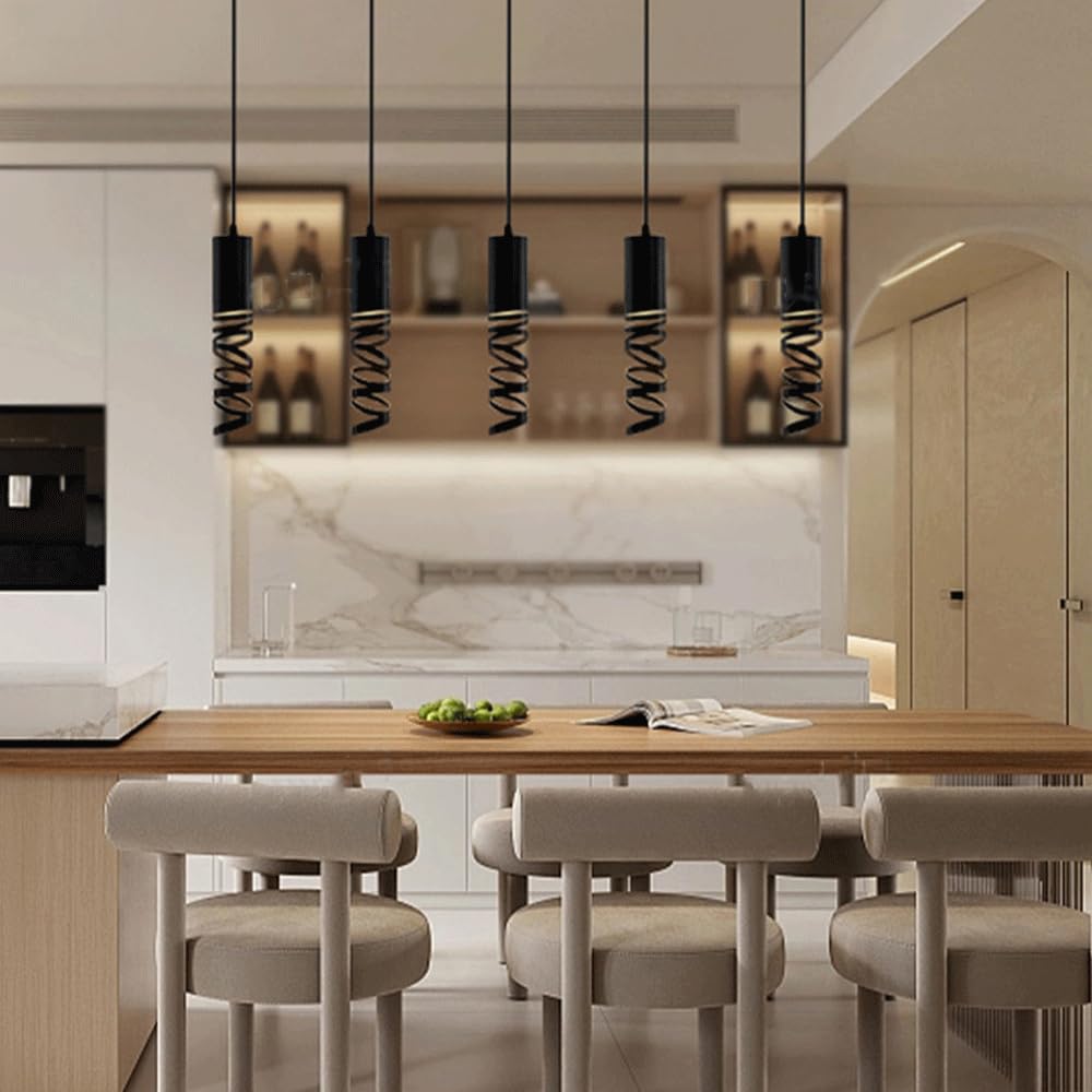 Lámpara Colgante LED De Luz Cálida De 7 W, Lámpara De Iluminación De Cabecera Negra Moderna con Diseño Inferior Recortado, para Barra De Comedor Encima De La Mesa De La Isla De La Cocina