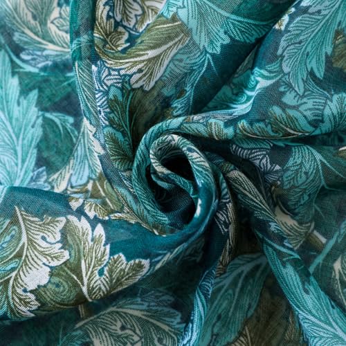 Scarf for Women Lightweight Green Leaves Pattern Boho Shawl Wrap with Tassels Soft Fall Winter Scarves for Women (Green)2