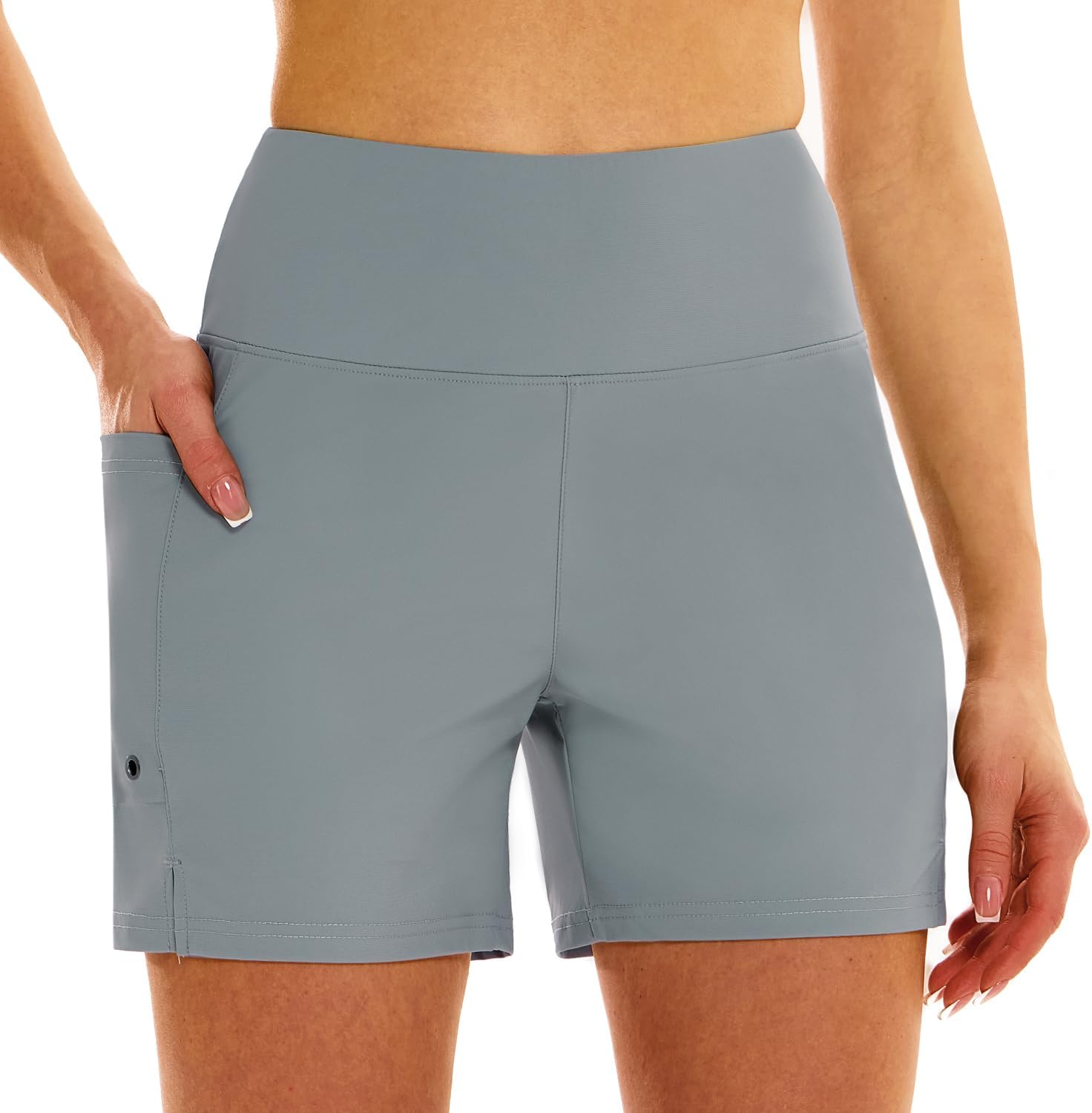 HODOSPORTS Women's 5''/7'' Swim Board Shorts High Waisted Quick Dry Swimsuit Bottoms with Liner Pockets Bathing Suit Trunks