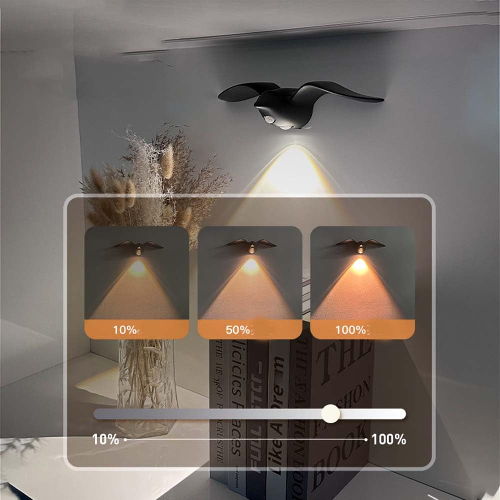 2 Stück Akku Außen Lampe Wandleuchte mit Bewegungsmelder und IP44 Wasserdicht Wandlampe Ohne Stromanschluss Dimmbar Wandlampen Kabellos Innen Wandbeleuchtung Magnetische Möwe Outdoor Leuchte Wand
