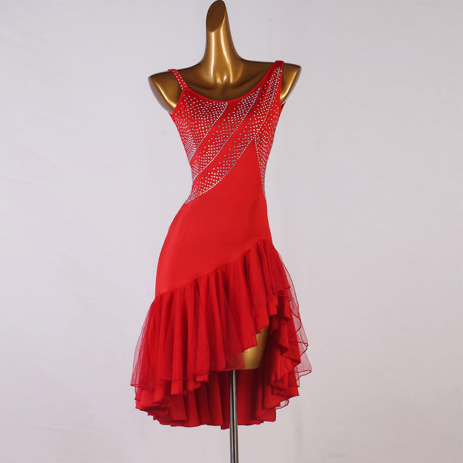 Damen Schwarz Latein Tanzkleider Neckholder Latein Turnierkleid Ballsaal Rückenfrei Salsa Samba Fransen Schlitz Rock Walzer Foxtrott Tanzkleid Latein Trainingskleid