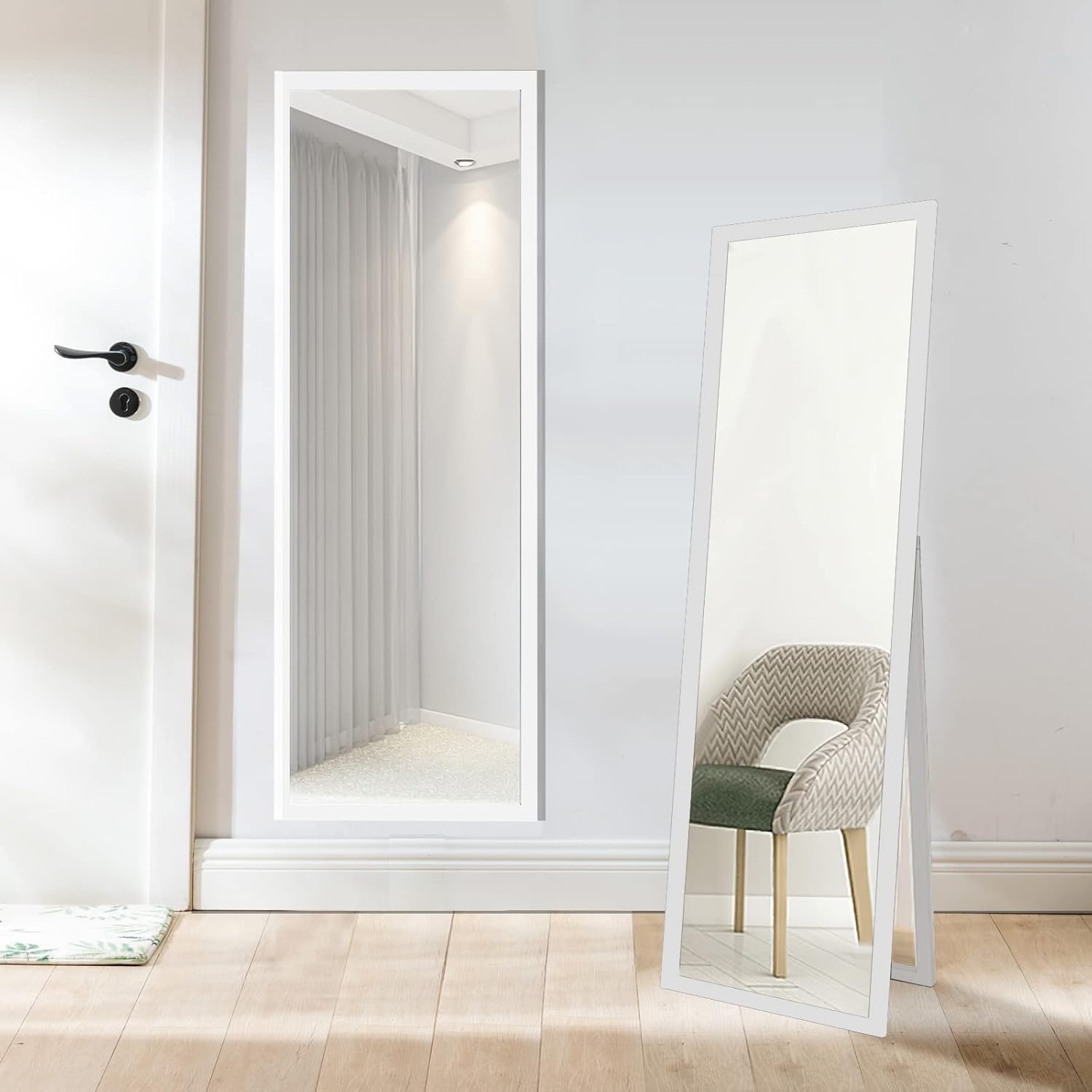 GONICVIN Full Length Mirrors, Standing Mirror with White Frame for