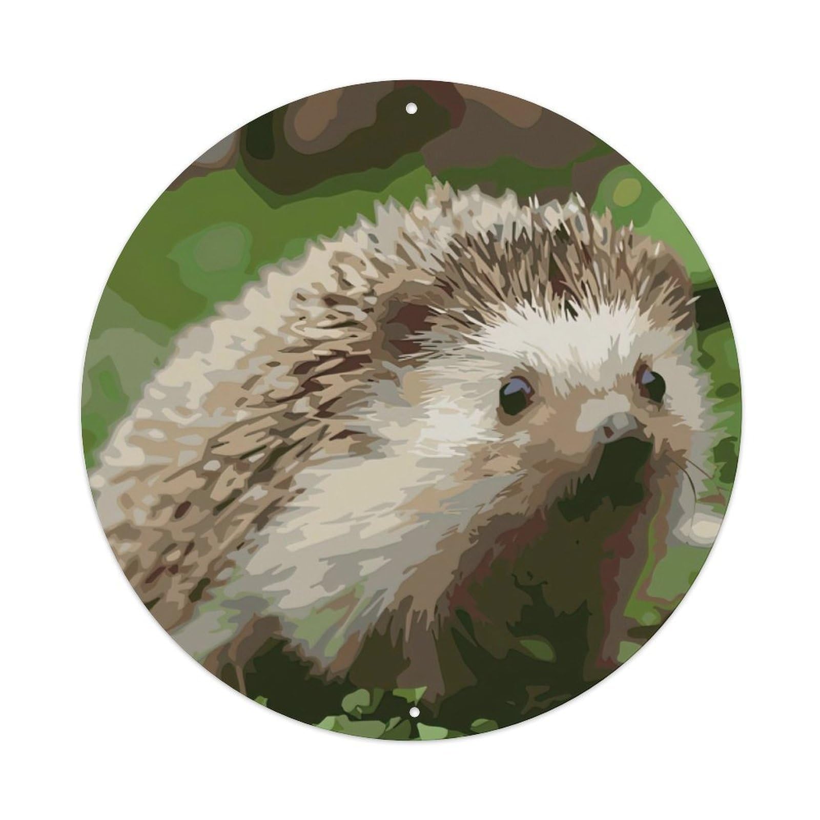 Animal Artwork Poster Hedgehogs Vintage Metal Tin Sign Plaque Wall Decor for Cafe, Club, Garden Round Metal Poster 8x8Inch