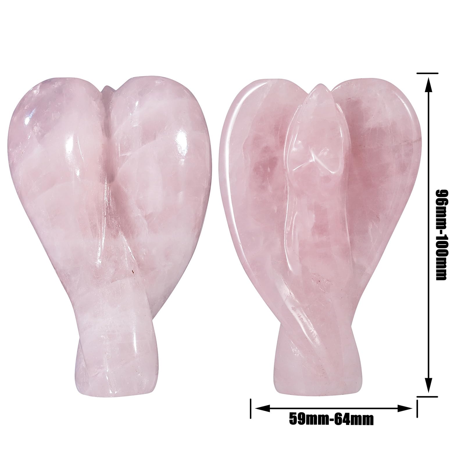 Nupuyai 3.8" Rose Quartz Crystal Abstract Angel Statue - Image 2