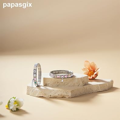 papasgix Italian Charm Bracelet Silver Gold Set with 1pc Starter Brascelet 20pcs Assorted Charms 1pc Opening Tool 9mm Modular Italian Charm Bracelet Links Handmade DIY Jewelry