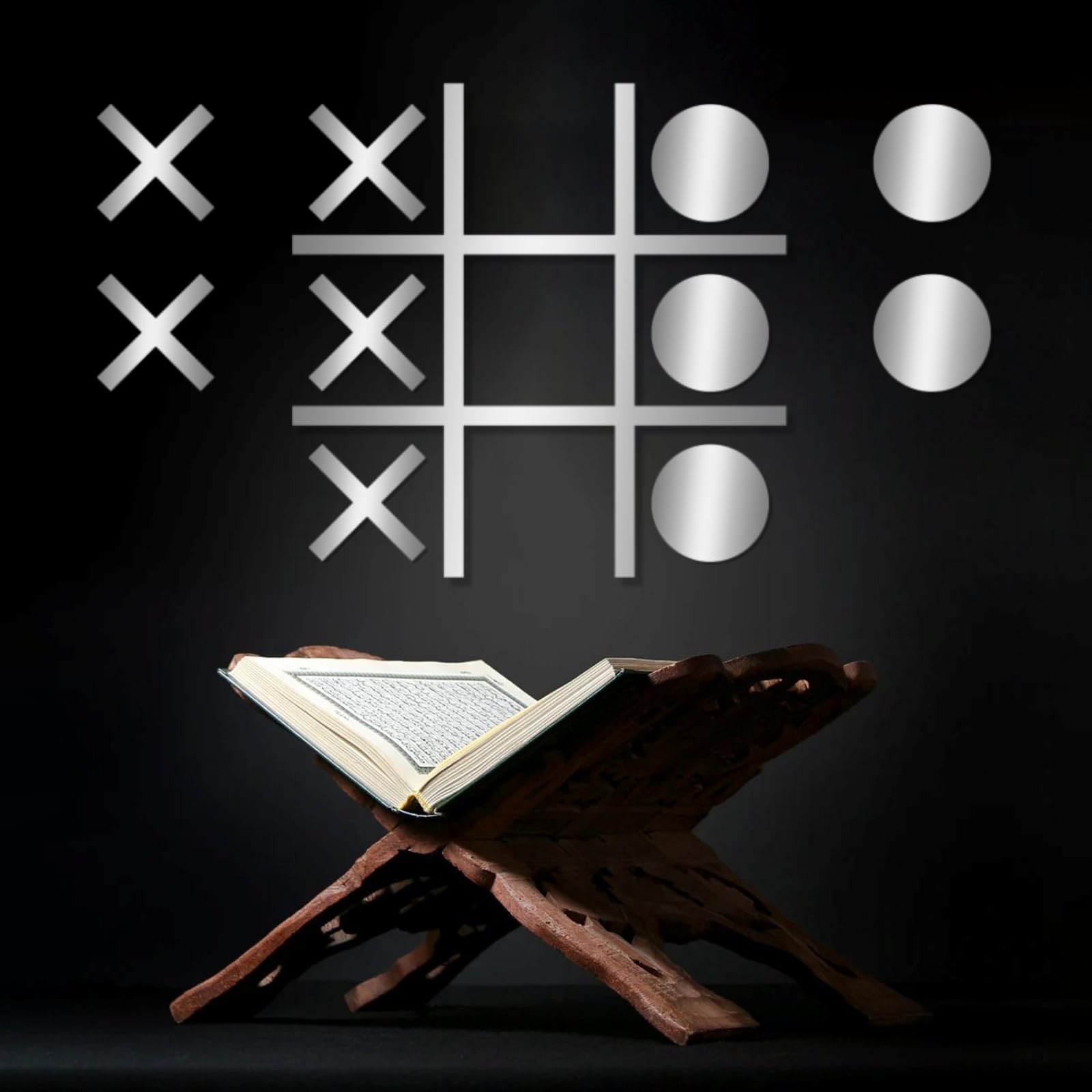 Metall-Wanddeko, Tic-Tac-Toe, Tic-Tac-Toe-Deko, Brettspielkunst, Lustige Deko, Spiel-RoArt, für Ro (Schwarz, 60 x 60 cm)