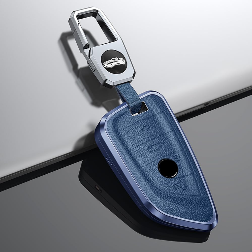 Custodia Per Chiave Auto BMW In Pelle E Alluminio - HIBEYO, Colore Nero - Compatibile Con Serie 1-7, X1-X6, M5, GT - Protezione Completa Antigraffio