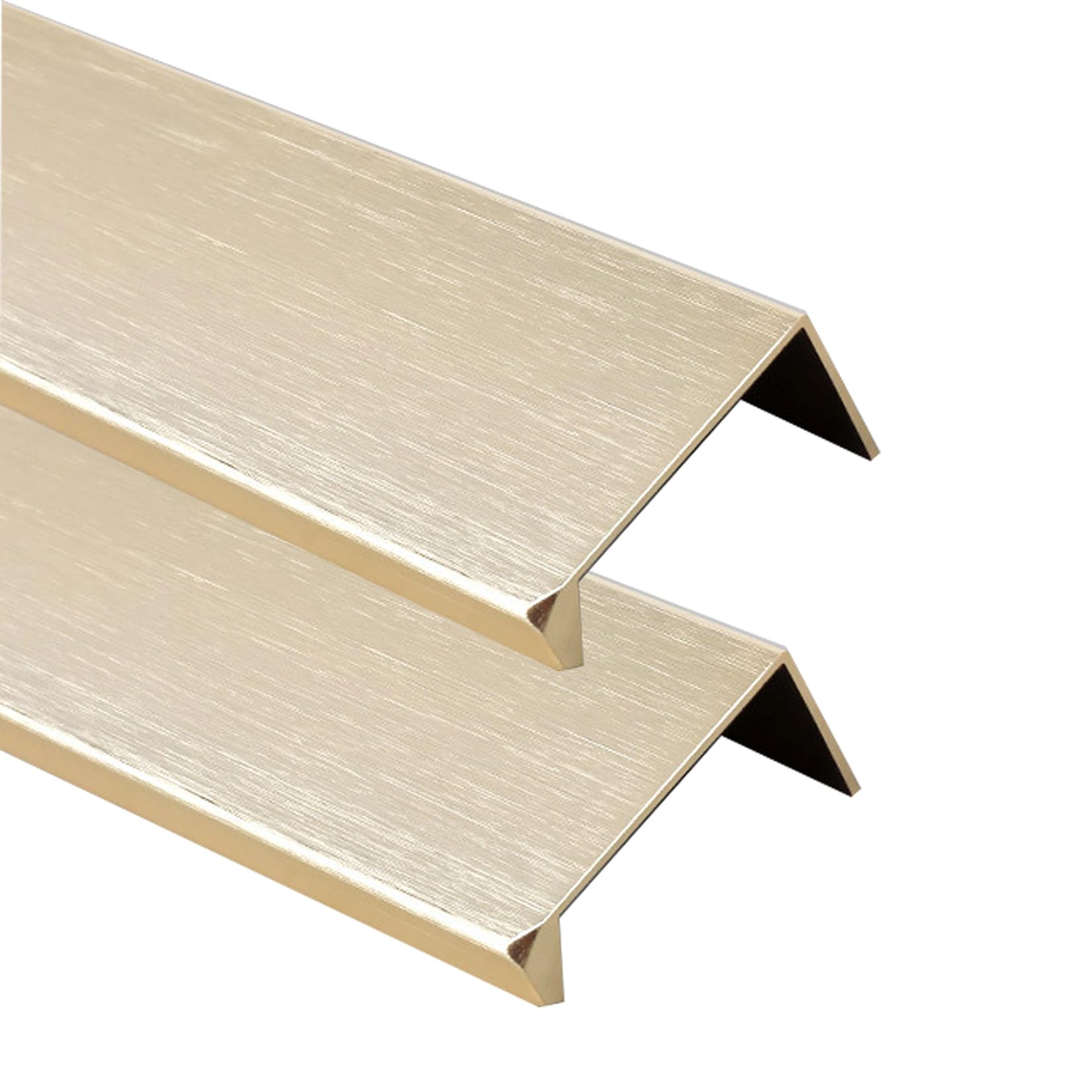 Fqflxy6589 Brushed Gold 2 Packs Concealed Kitchen Cupboard Handles Right-Angled Style,Hidden Drawer Pulls,Finger Edge Pull Aluminum Alloy Cabinet Invisible Furniture Profile Door Knob For Wardrobe (300Mm,)