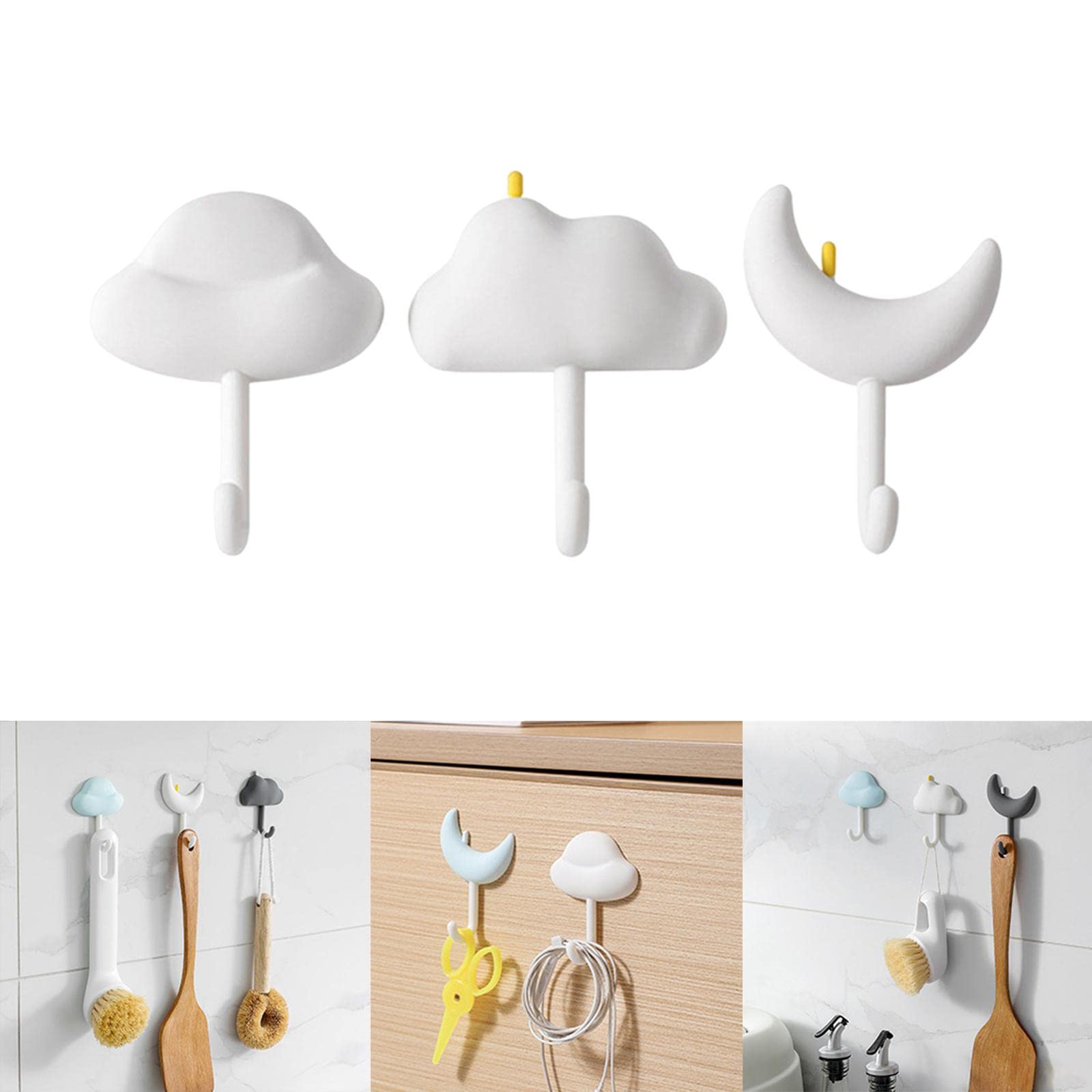 MRKU Appendiabiti con 3 Ganci da Parete/da Montare a Parete, Impermeabile, Adesivo/per Cappelli, Asciugamani, Doccia, Soggiorno