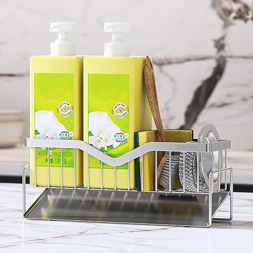 Miniatura 1 de Organizador para fregadero de cocina, organizador de fregadero de cocina, drenaje rápido, elegante soporte para jabón, soporte para esponja, soporte