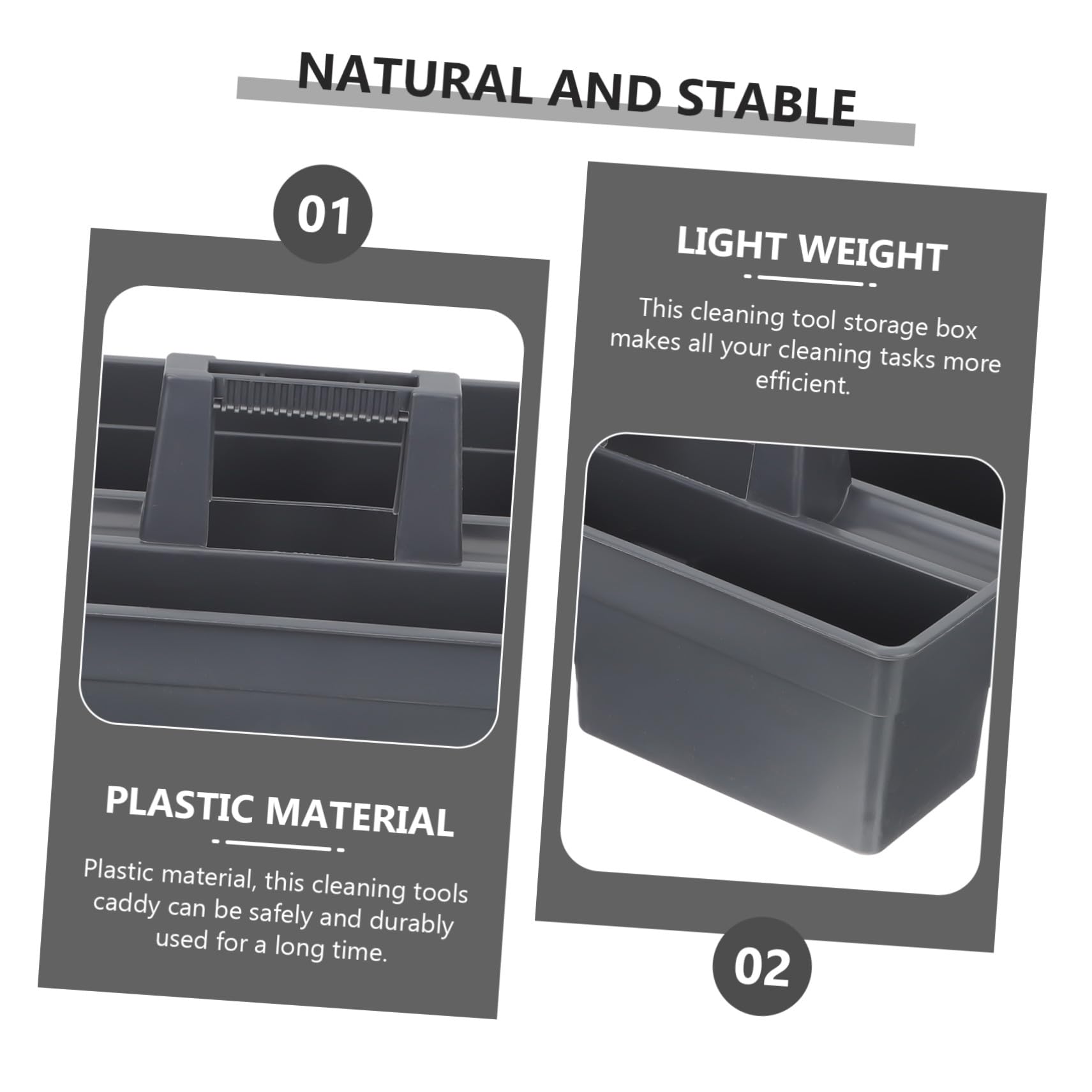 Panier de Nettoyage en Plastique Épais, à Main, Empilable, 3 Compartiments