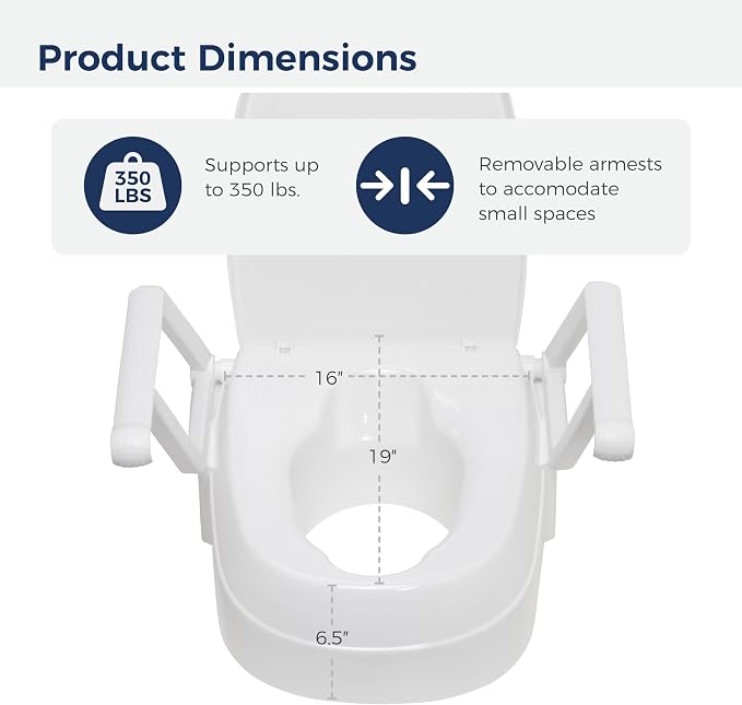 Asiento Elevado Universal para Inodoro con Manijas Blanco miniatura 7