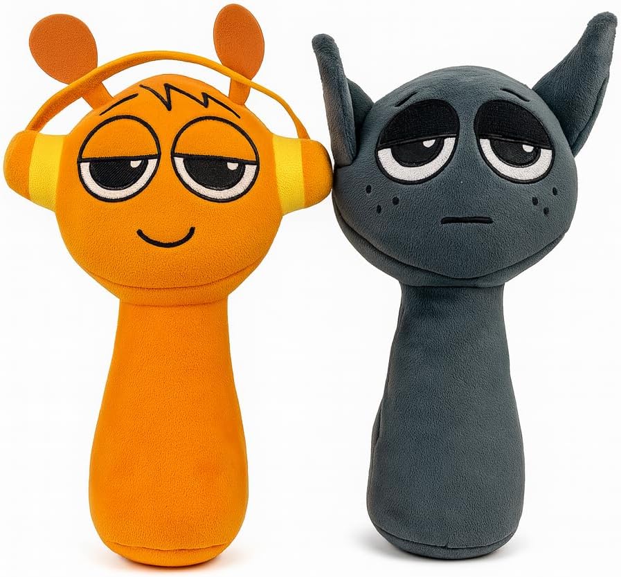 sprunki Plush, Plush Toys, 2/Set Gray + Orange Soft Stuffed Animal Pillow, PP Cotton Filled Rhythm-Game Cat Plush, Fan-Inspired Plushie Birthday Gift & Adults | Plush Toys