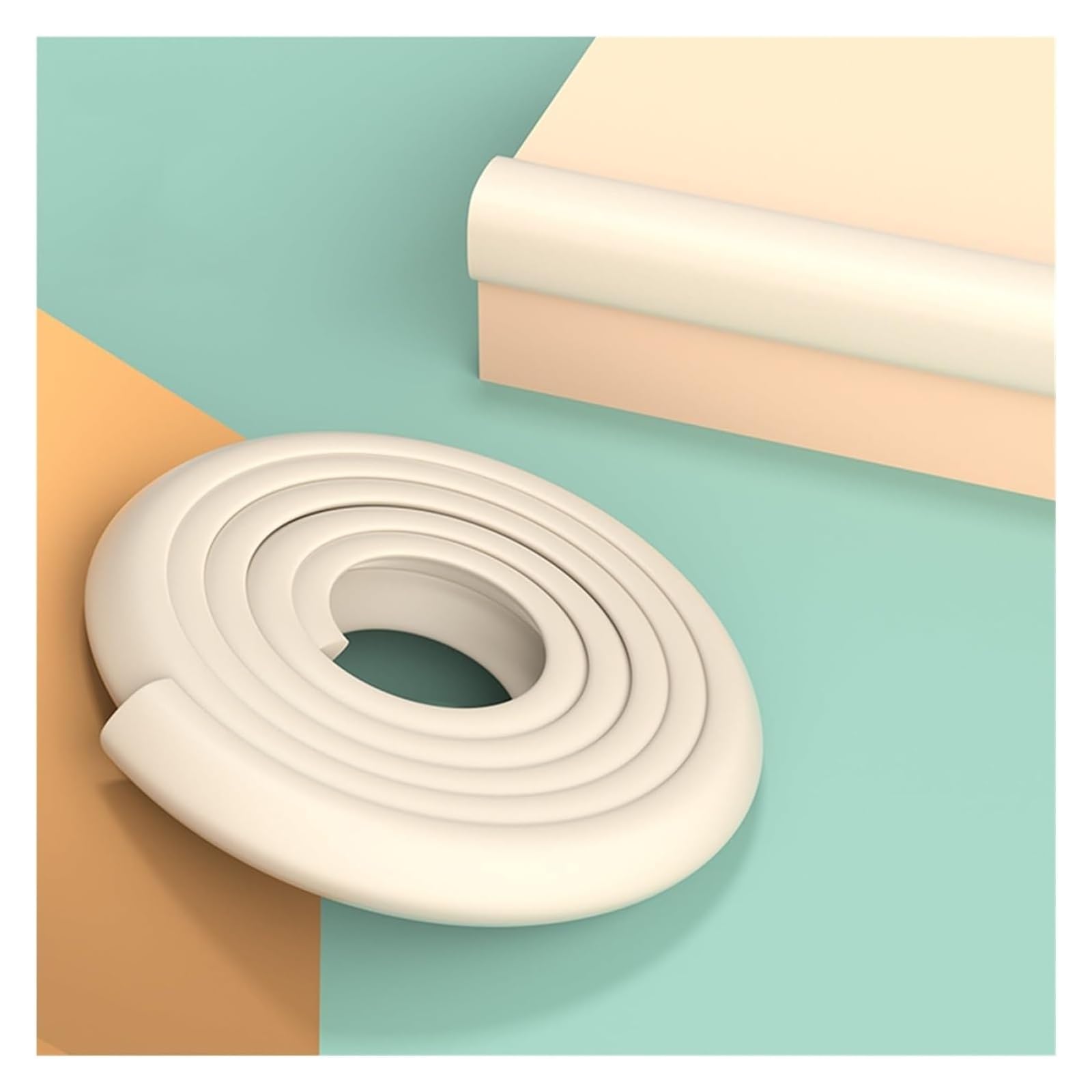 Strisce di sicurezza in schiuma, paraspigoli per tavolo per bambini, autoadesivo, anti-collisione, cuscino paraurti per sedia, TV, panca, mobili, letto, armadi, scale (colore: bianco sporco,