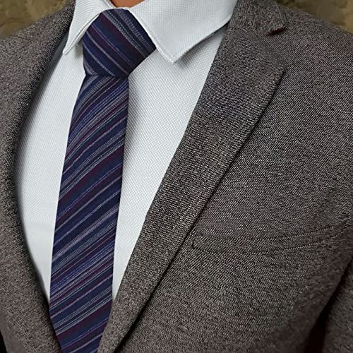 Image of Mantieqingway Mens Skinny Ties,2.56 inch Cotton Neckties Striped Plaid Ties for Groom Groomsmen Wedding Party Christmas