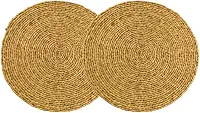 Sousplat Redondo de Vime Rattan 38cm Jogo Americano em Palha Natural Marrom Elegância Rústica para Mesa Posta e Decoração 0016 0016 (2 Unidades)
