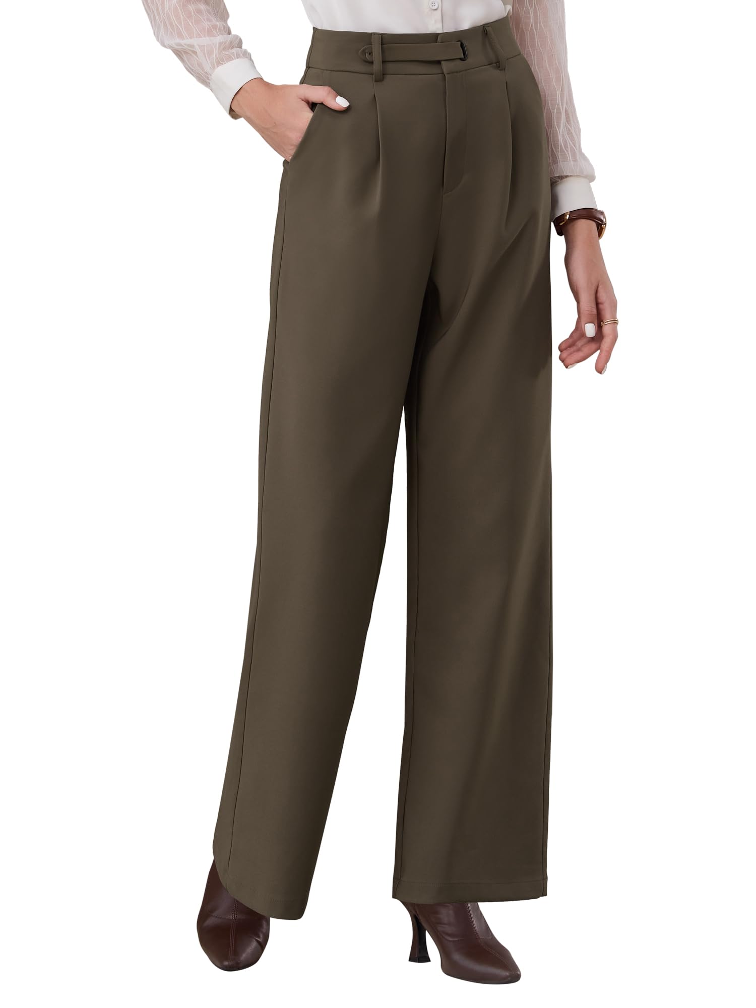 Womens Wide Leg Pant Work High Waisted Long Trousers