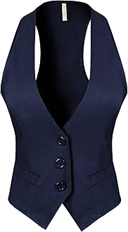 Women's Dressy Casual Versatile Racerback Vest Tuxedo Suit Waistcoat