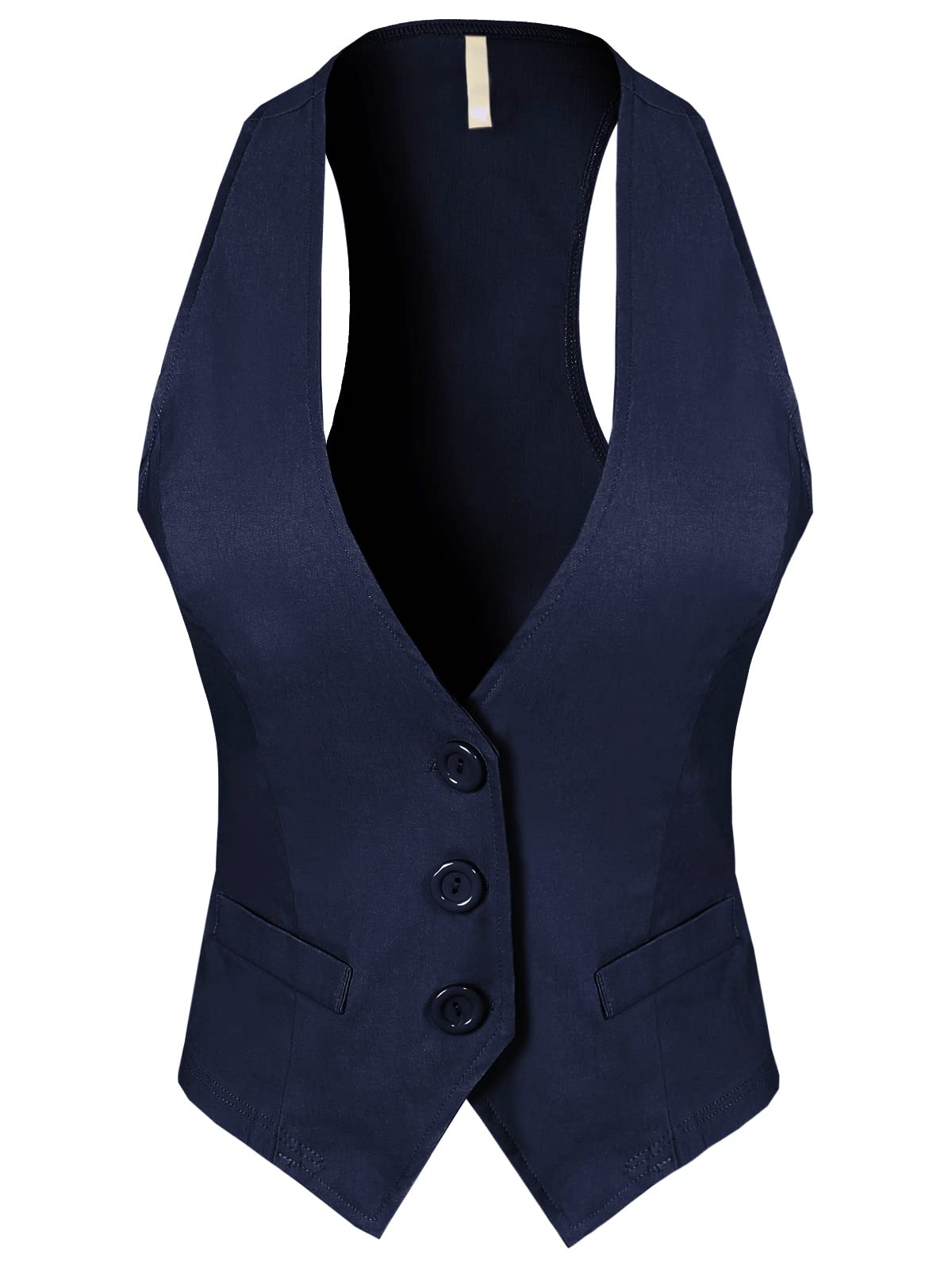Women's Dressy Casual Versatile Racerback Vest Tuxedo Suit Waistcoat