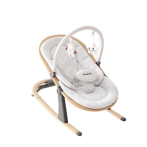 Swegrow 2 en 1 - Portabebés portátil para recién nacido con 3 alturas ajustables, balancín y opciones estacionarias, silla mecedora para bebés con