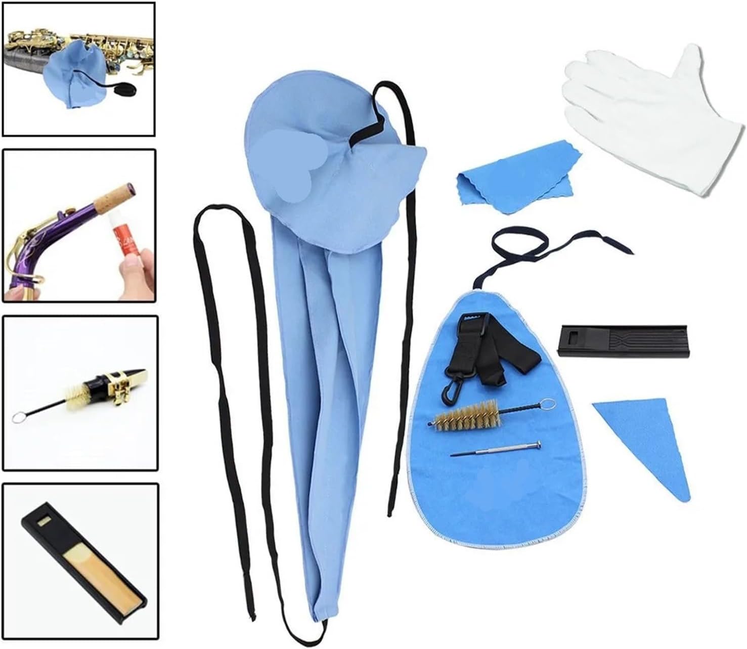 Saxophone Cleaning Kits with Mouthpiece Cushions, Inner Chamber Cleaning Cloth, Mouthpiece Brush, Sax Clarinet Cleaning Tools(Type G)