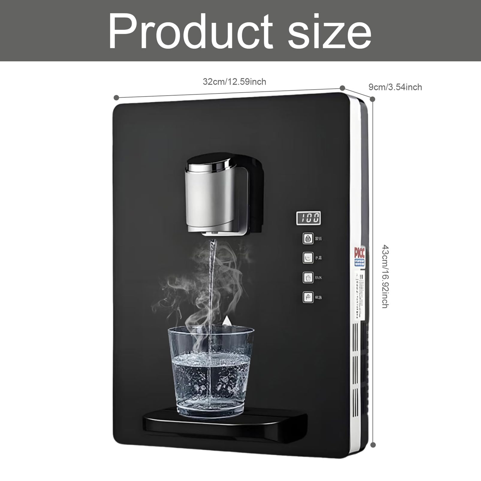 Dispensador de agua caliente instantáneo, enfriador de agua alimentado por red de 2200 W con bloqueo infantil, control de temperatura inteligente con pantalla táctil, ideal para uso en oficina y hotel