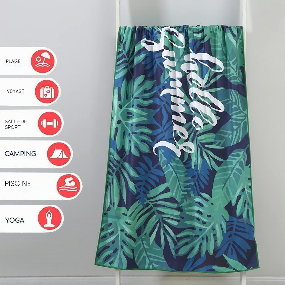 Serviette de Plage en Microfibre Anti Sable 160x80cm Grande Couverture