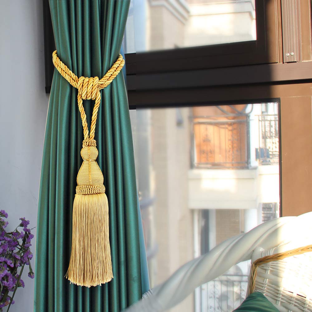 Belavenir Fermatenda realizzato a mano, elegante corda di lusso con nappa, per la casa e l’ufficio, decorazione (oro, 2)