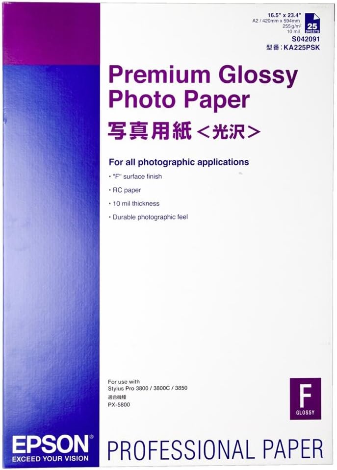 Epson C13S042091 Premium Glossy Photopaper Inkjet 255g / m2 A2 25 Pack