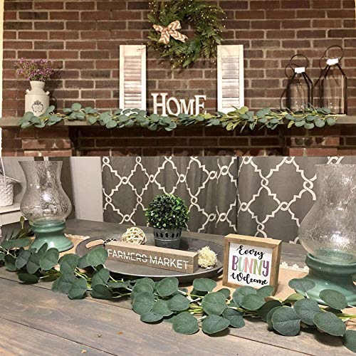 LJDJ Artificial Eucalyptus Garland – 6.5 Ft Faux Silk Eucalyptus Leaves Plant Fake Leaf Greenery Vines Twig Wreath Decorations for Wedding Holiday Party Backdrop Arch Floral Mantle Table Wall Dcor