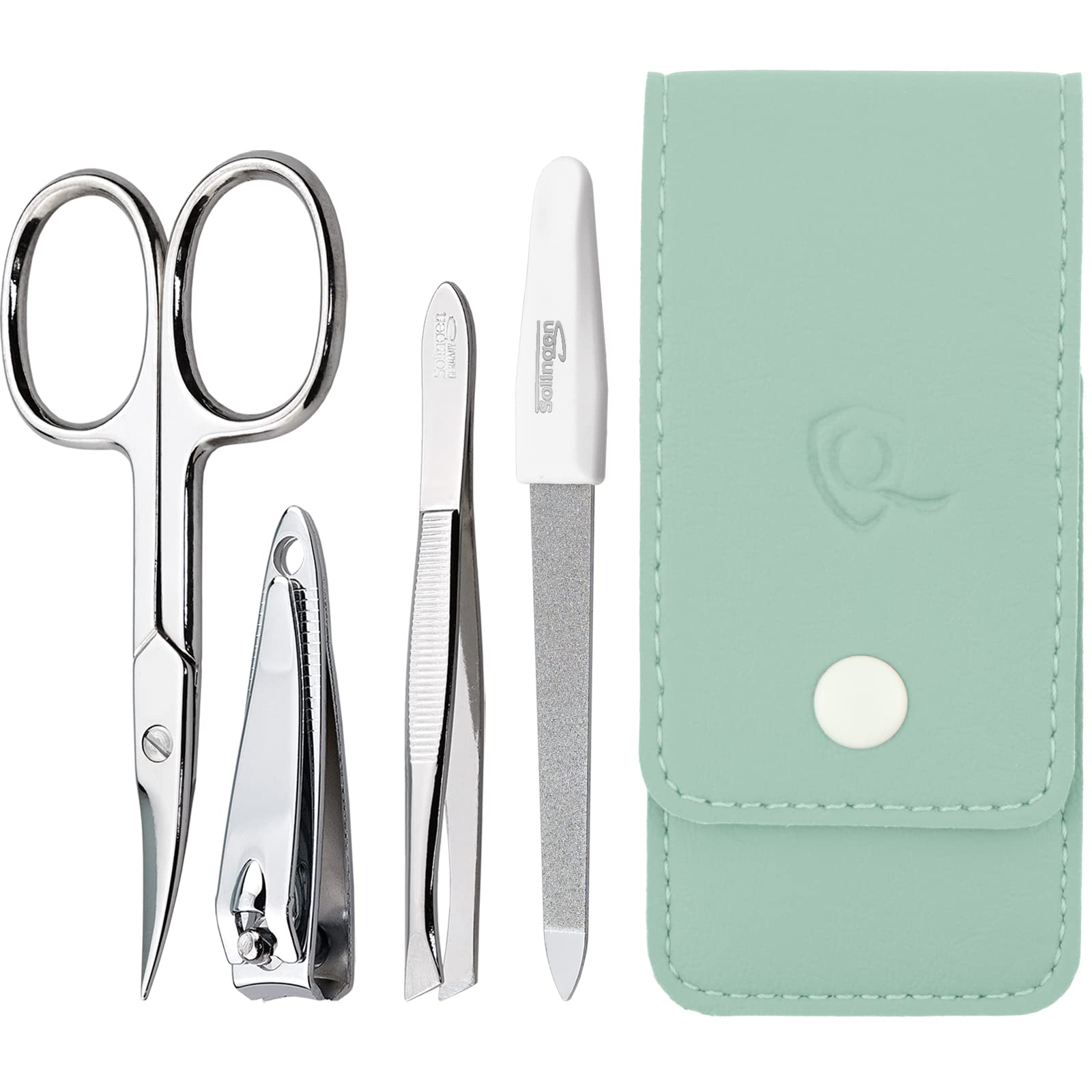 Set Manicure da Uomo e Donna, Kit da 4 Pezzi con Lima di Solingen per la cura delle Unghie, Include Forbici e strumenti di alta qualità, ideale per viaggi o uso quotidiano - Elegante e compatto