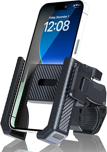 Soporte de teléfono para bicicleta, soporte de motocicleta, bloqueo 1S abrazadera para manillar de bicicleta, soporte de teléfono celular, rotación