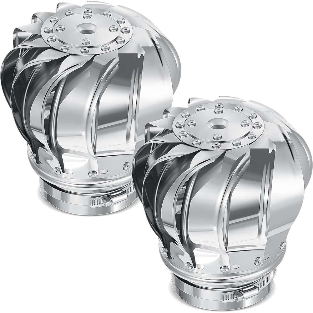 2 ventiladores de techo de 110 mm sin accionamiento, turbinas eólicas, ventilación de ático para casas, fábricas, áticos, granjas, ventiladores a prueba de fugas