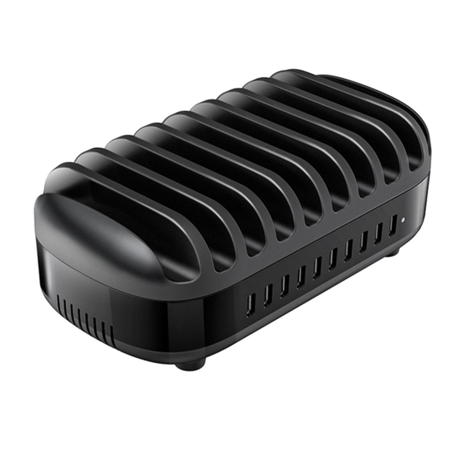Station de Charge USB 10 Ports avec Support 120 W 5 V 2,4 A Chargeur Rapide multiport USB, avec 10 câbles de Charge pour Smartphones, tablettes, Noir