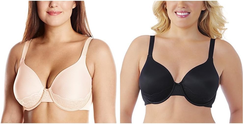 Vanity Fair Women's Full Figure Beauty Back Smoothing Bra with Lace, 4-Way Stretch Fabric, Lightly Lined Cups up to DD