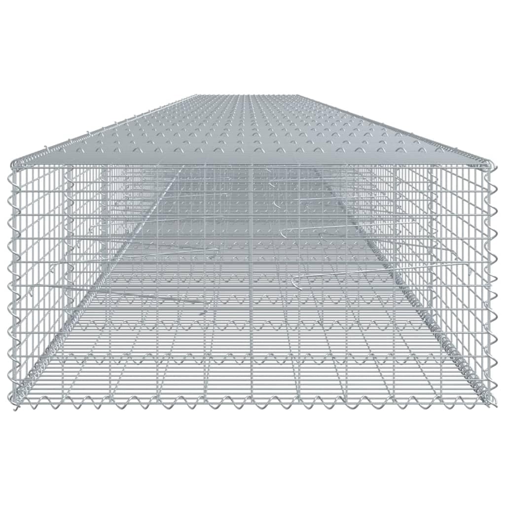 Kosz gabionowy z pokrywką 1200x100x50 cm Żelazo ocynkowane | Montaż bez narzędzi, w zestawie haczyki dystansowe, do podparcia ściany ogrodowej