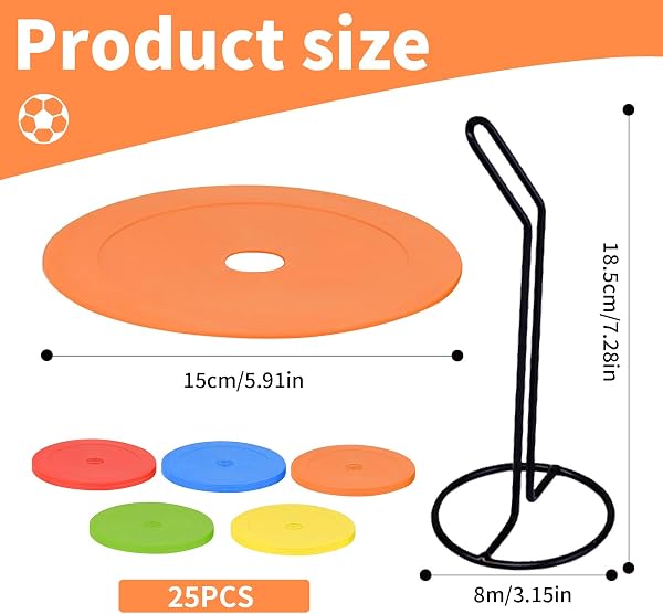 eupdd Disques De Marquage: 25 Pièces Marqueurs Sol Football Antidérapants pour Entraînement D’Agilité Et De Vitesse, Diamètre 15 cm, PE Flexible, Séances De Football pour Clubs Et Entraîneurs - 2