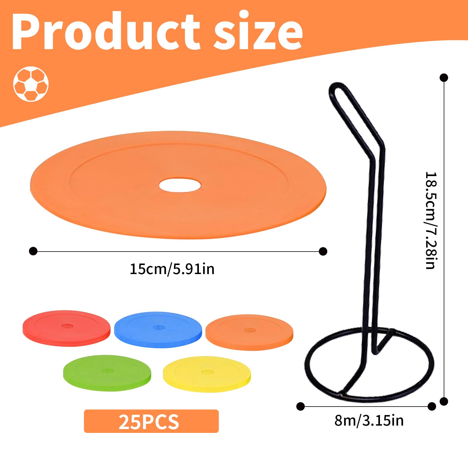 Disques De Marquage: 25 Pièces Marqueurs Sol Football Antidérapants pour Entraînement D’Agilité Et De Vitesse, Diamètre 15 cm, PE Flexible, Séances De Football pour Clubs Et Entraîneurs