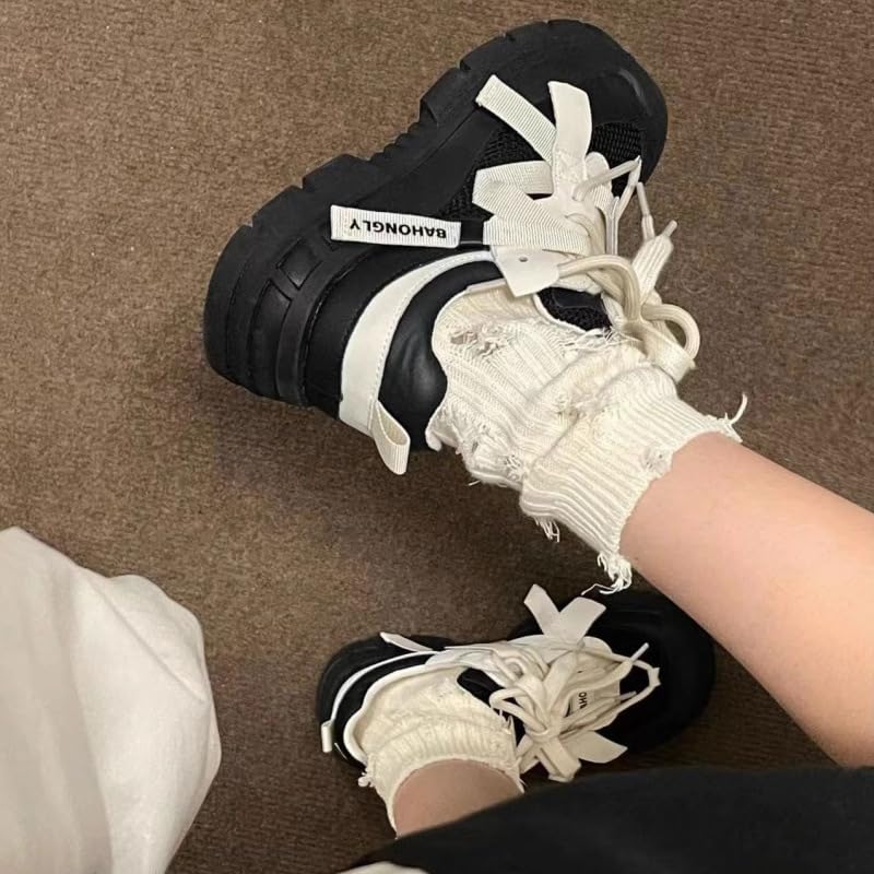 Sneakers for Women Sole Y2K Flat Platform Chunky Style Casual - Emo Non Slip Kawaii Retro Preppy Girls Cute Walking Shoes Tennis & Racquet Sport Lightweight Running Standing All Day Neutral4