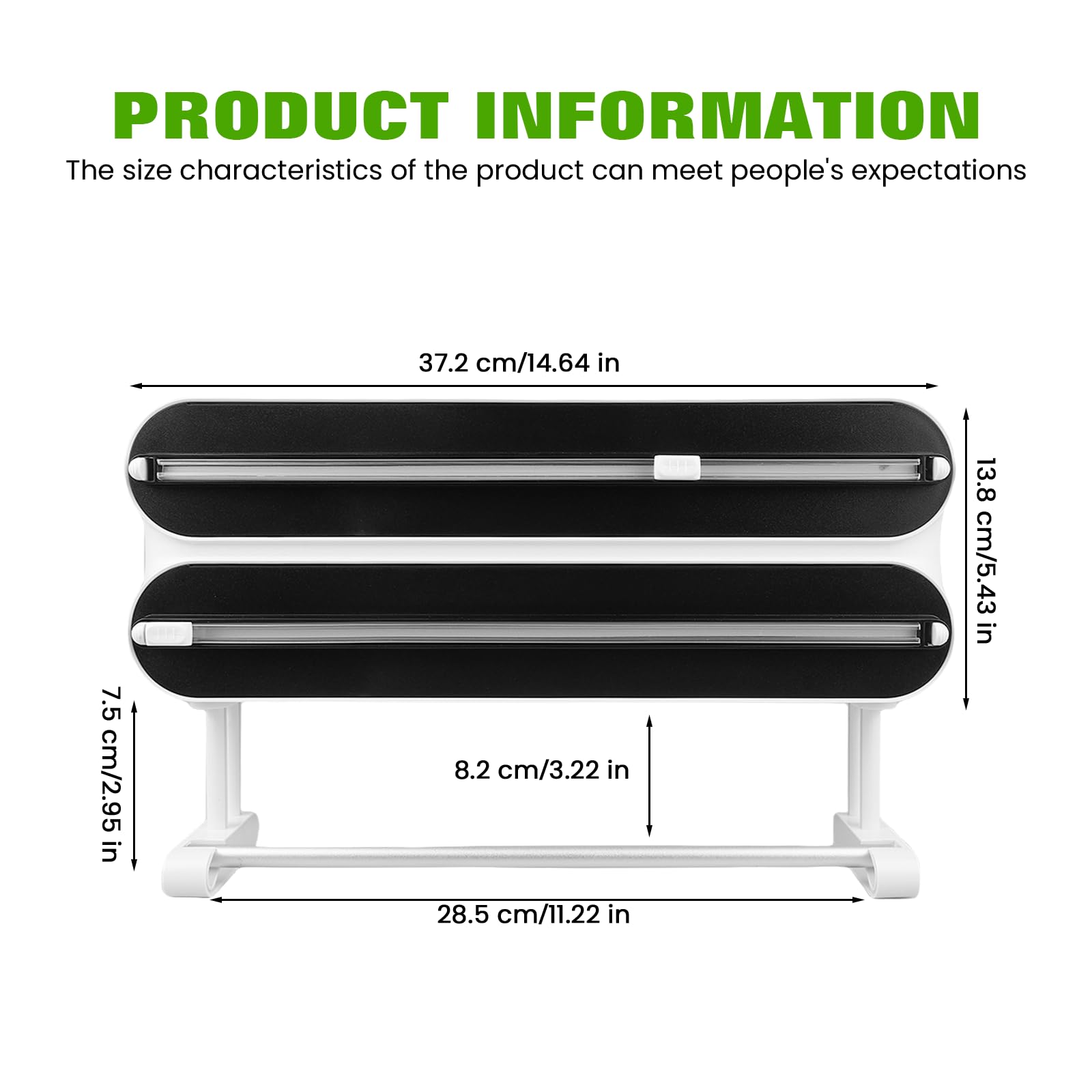 Distributeur de film avec cutter - 3 en 1 - Distributeur de rouleau mural magnétique en aluminium - Distributeur de serviettes en papier - Distributeur de film alimentaire pour la cuisine (bois